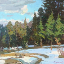 Clouds Over A Thawed Patch - oil, canvas