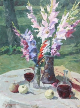 Still Life with Gladioli - oil, canvas