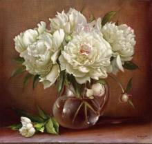 White Peonies - oil, canvas