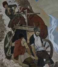 In The Mountains Of Caucasus - oil, canvas