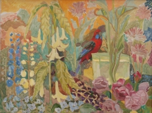Red Parrot - oil, canvas
