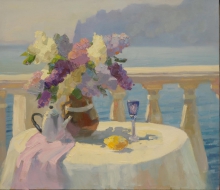 Still Life With Karadag As a Background - oil, canvas
