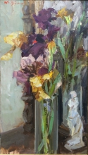 Still Life With Statuette - oil, canvas