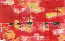 Boats In Red - oil, canvas